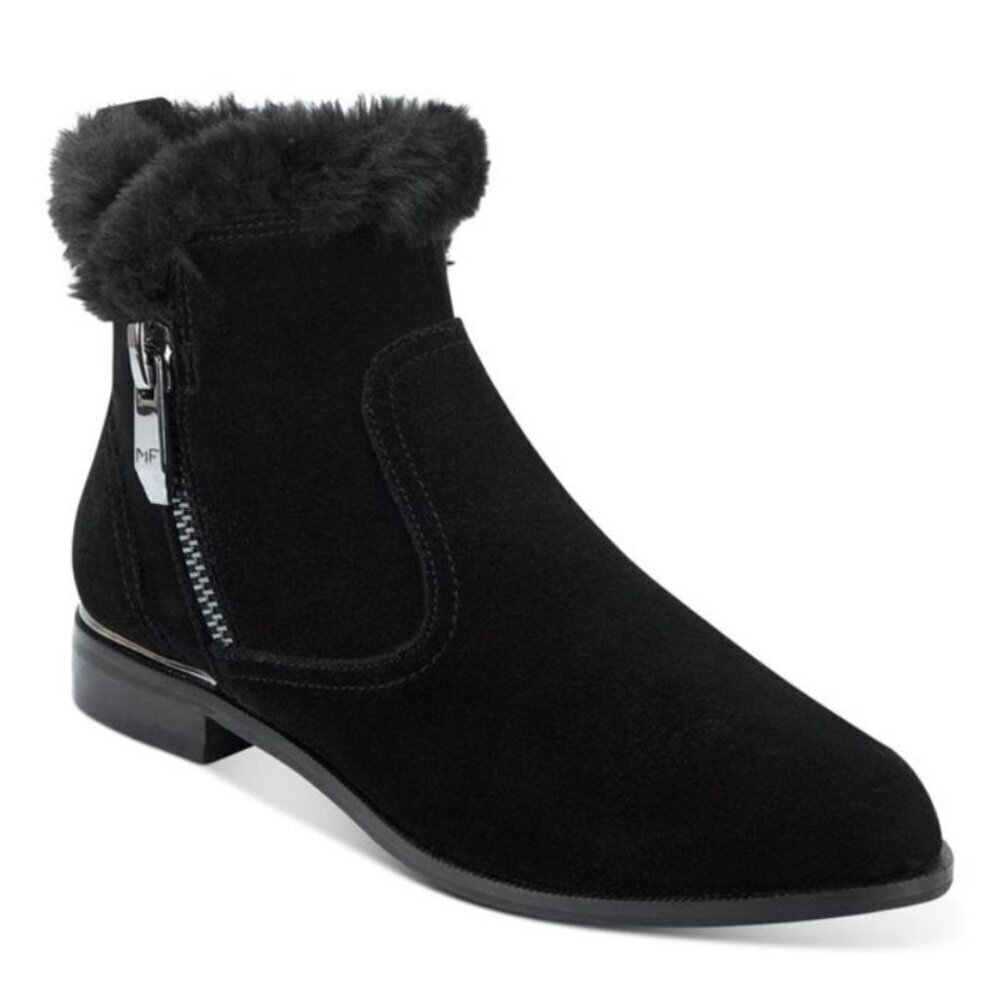 Like New MARC FISHER Black Rasill Block Heel Leather Booties